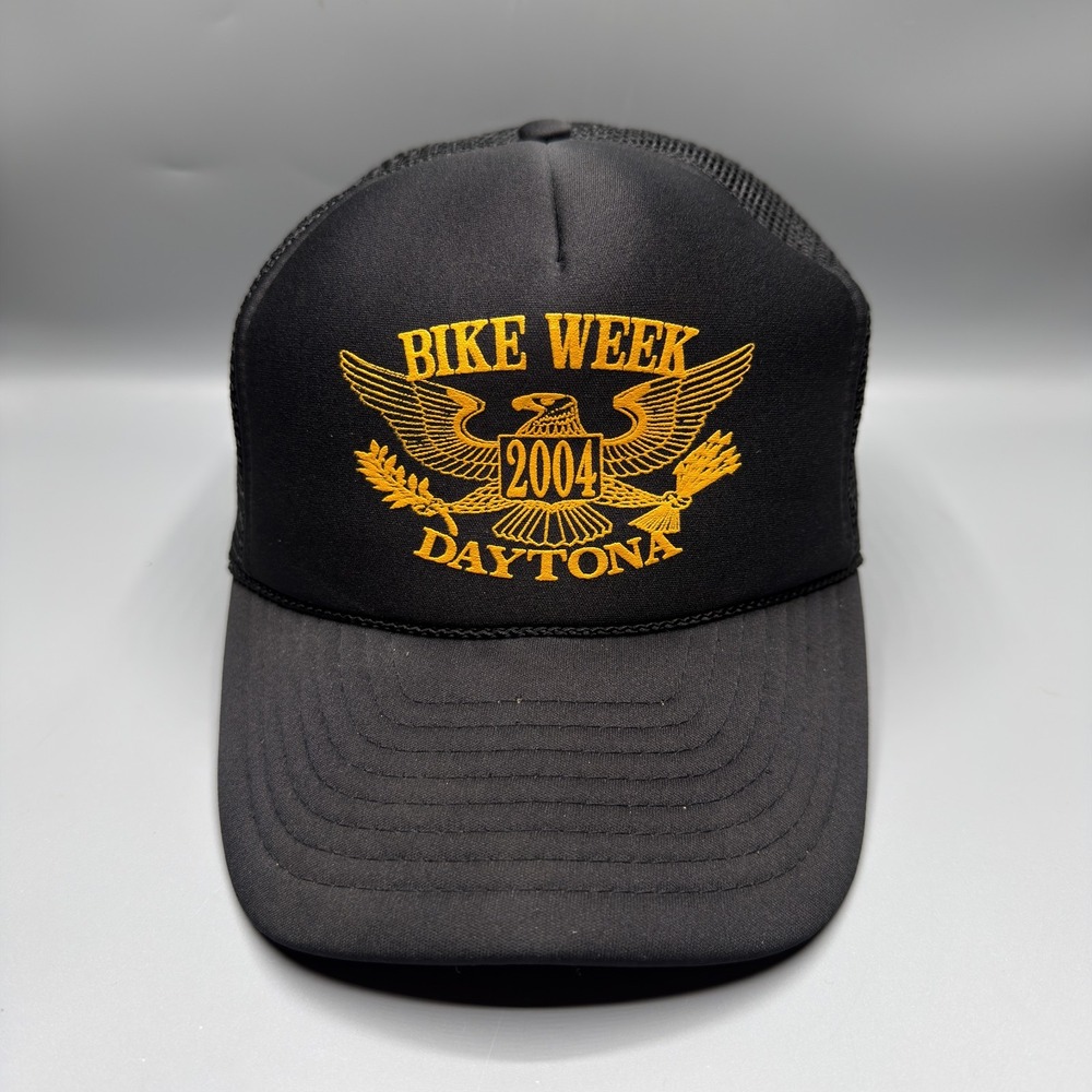 Vintage Daytona Bike Week 2004 Eagle Nissun Snapback Mesh Trucker Black Cap Hat